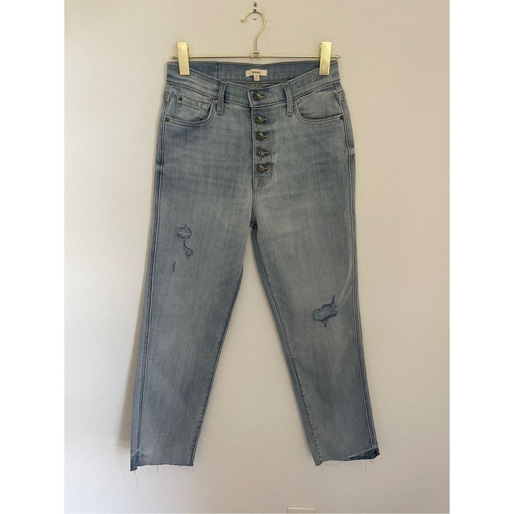 SPLENDID High Waist Destroyed Straight Crop Jean Size 28 NWT